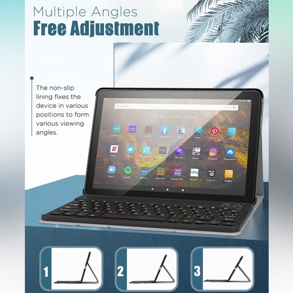 iPad Air 4th Gen 2020 10.9 Inch Trifold Tablet Cover Removable Wireless Keyboard - Picture 9 of 13